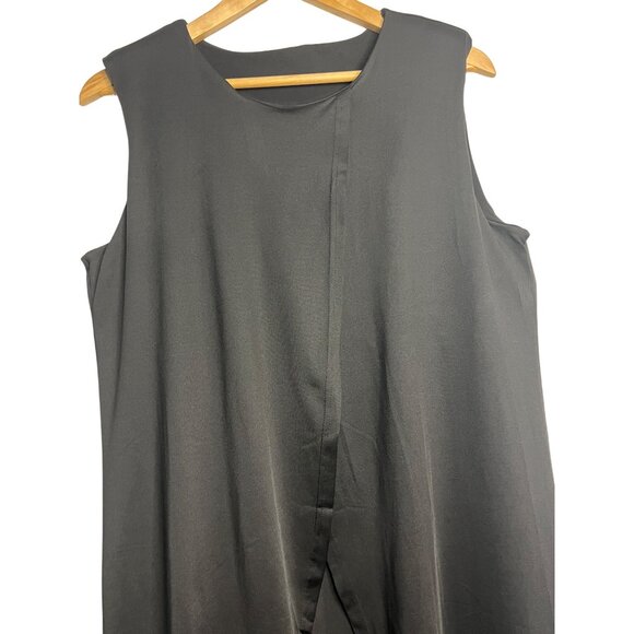 Sleeveless Black Draped Maxi Dress With Tank Asymmetrical Front Panel flaw - Picture 6 of 12